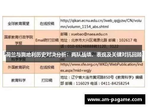荷兰与奥地利历史对决分析：两队战绩、表现及关键对抗回顾